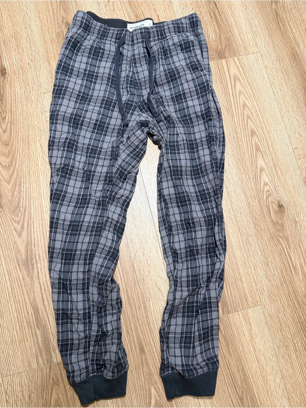 Abercrombie & Fitch Flannel Plaid Pajama Jogger Pants Unisex S Gray Navy
